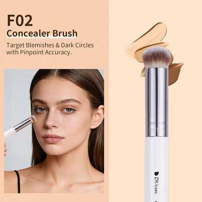 Makeup Brushes 3Pcs Foundation Contour Brush& Concealer Brush& Blusher Brush Face Kabuki Blush Bronzer Travel Buffing Stippling Contour Liquid Blending Makeup Brush Set White